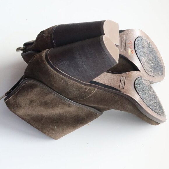 Vince Camuto Hamilton Green Suede Leather Block Heel Ankle Boots Booties 7.5 - Picture 14 of 16